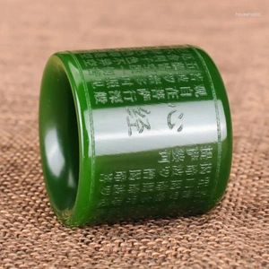 Cluster ringen natuurlijke groene jade ring hart meridiaan jadeïet boeddhisme amulet mode charme sieraden hand gesneden ambachten geschenken voor vrouwen mannen