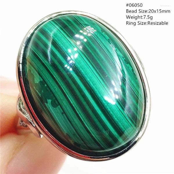 Anillos de racimo Verde natural Malachita Crisocolla Anillo de joyería de anillo ajustable para mujer Hombres de moda ovalada Piedra