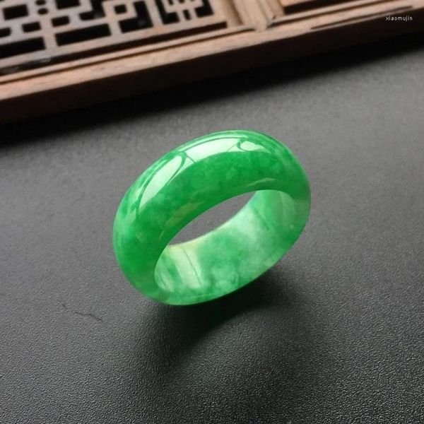 Anillos de racimo, patrón ecológico Original verde Natural, piedras de Jade esmeralda, anillo de banda, joyería, accesorios de la suerte hechos a mano