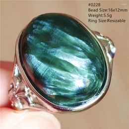 Clusterringen natuurlijke groene serafiniet verstelbare ring vrouwen mannen clinochlore edelsteen 925 sterling zilver