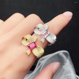 Bagues de cluster Bijoux naturels 925 Sterling Silver Femme Rose Topaz Ametrine Bague réglable Fête d'anniversaire s'est fiancée cadeau de mariage