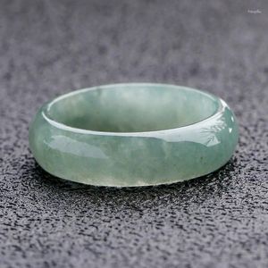 Bagues de cluster Naturel Myanmar Classe A Huile Vert Jade Bijoux Gemstone Bague Pour Hommes Bijoux Pierre Émeraude