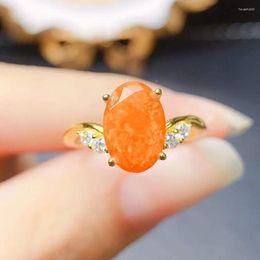 Clusterringen Natural Orange Opal Engagement Ring voor vrouwen Sterling Silver Bridal Promise Gift Her Unieke 925