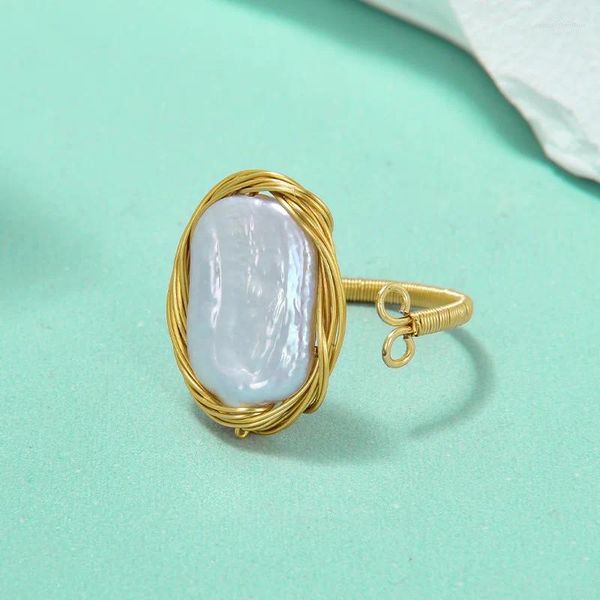 Cluster anneaux Natural Pearl Wrap Baroque Ring Designer incrusté de luxe de luxe