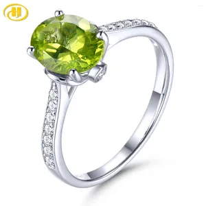 Clusterringen Natuurlijk peridot Sterling Sier 1.8 Gezichtelijk snijden augustus Geboortesteen vrouwen Simple Classic Style S sieraden