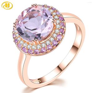 Clusterringen Natuurlijke Roze Amethist Sterling Zilver Rose Vergulde Ring 3 S Romantisch Elegant Dames Fijne Sieraden Huwelijksgeschenken
