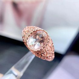 Anneaux de cluster Anneau argent Morganite rose naturel pour femme de bureau solide 925 7 mm 9 mm 2ct avec 3 couches 18k plaqué or