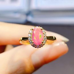 Clusterringen natuurlijke roze opaalring oktober geboortesteen 925 Sterling Silver Gemstone Engagment voor cadeau