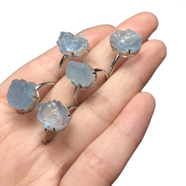 Anillos de racimo Anillo de cobre de pirita natural 925 Cristal de plata Aguamarina Mujeres Joyería real Encanto Diseñador Regalos tallados de lujo Accesorios