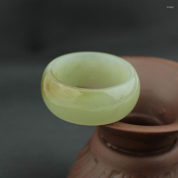 Bagues de cluster Naturel Brut Hetian Blanc Vert Ade Anneau Sculpté À La Main Exquis Jade Hommes Bijoux Cadeau Jadéite