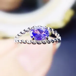 Cluster ringen natuurlijke echte blauwe tanzanite ring per sieraden ovale stijl 5 7 mm 0,9 ct edelsteen 925 sterling zilver fijn J238234