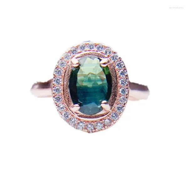 Anillos de racimo Ring Natural Real Dark Green Sapphire 5 7 mm 1ct Gemstone 925 Sterling Silver Fine Jewelry T236181