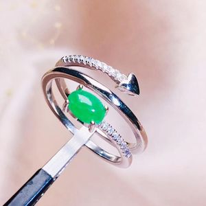 Cluster Ringen Natural Real Emerald Flower Ring per sieraden 4 * 6mm 0.52ct edelsteen 925 Sterling zilver Fijn voor mannen of vrouwen J210621