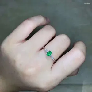 Clusterringen Natuurlijke echte smaragdgroene ring 925 sterling zilver voor mannen of vrouwen