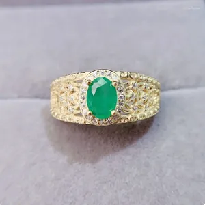 Cluster ringen natuurlijke echte groene smaragd ring ovale luxe stijl 925 sterling zilveren fijne sieraden 5 7 mm 0,9 ct edelsteen L231273