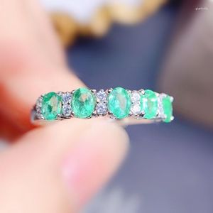 Cluster Ringen Natuurlijke Echte Groene Smaragd Ring 3 4mm 0.25ct 5 stks Edelsteen 925 Sterling Zilveren Fijne Sieraden J238136