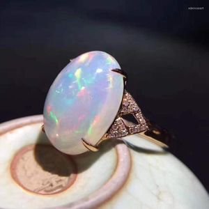 Clusterringen Natural Real Opal Stone Ring European Fashion Woman Man Party Wedding Gift 925 Sterling Silver EDWI22