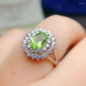 Cluster Ringen Natuurlijke Echte Peridot Of Topaas Luxe Ring Per Sieraden 925 Sterling Zilver 5 7mm 1.1ct Edelsteen Fijne T214153