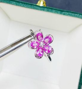 Clusterringen Natuurlijke echte roze saffierbloemring per sieraden 925 Sterling zilver 34 mm 03ct5pcs Gemstone Fine T21416105111675