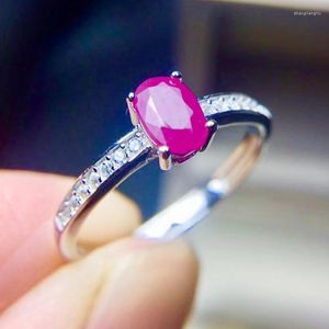 Clusterringen Natuurlijke echte Ruby Simple Ring Per Sieraden 0.6CT Gemstone 925 Sterling Silver Fine T2061815