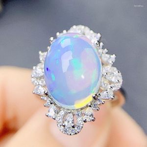 Cluster Ringen Natuurlijke Echte Witte Opaal Ring Luxe Grote Stijl 11 14mm 5ct Edelsteen 925 Sterling Zilveren Fijne sieraden J23862