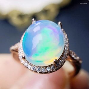 Bagues de cluster Naturel Véritable Blanc Opal Bague Ovale Grand Style 10 12mm 3ct Pierre Précieuse 925 Sterling Argent Fine Bijoux J23860