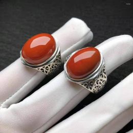 Clusterringen Natural Red Agate herenring S925 Sterling Silver Jewelry Bague Homme Anillo Hombre Zeldzame kostbare exquise charme