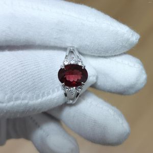 SANS CLUSTERS NATURAL RED GARNET FEMMES RONNANT 925 Silver Band 8x10mm OVAL GEM-STAIL MARDIELLIE