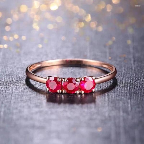 Anneaux de cluster Bague en argent de pierre précieuse de rubis naturel pour femmes couleur rouge gemme bijoux fins cadeau de fête d'anniversaire