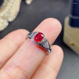 Cluster Ringen Natuurlijke Ruby Ring Verfijnde Luxe Sieraden Voor Mannen En Vrouwen Mode Herfst Bruiloft Engagement S925 Sterling Zilver