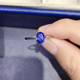 Cluster Ringen Natuurlijke Saffier Ring Duif Ei Super Flash 1ct S925 Sterling Zilver Blauw 5mm 7mm 925 Zilveren sieraden Cadeau voor vrouw
