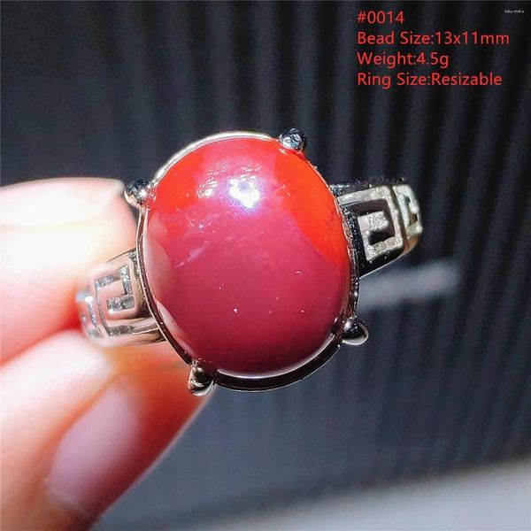 Cluster Anneaux Natural South Red Red Ring Ajustement Femme Men Oval 925 Crystal de bijoux en argent sterling