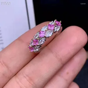 Cluster ringen natuurlijke Sri Lanka Ceylon roze saffier ring fijne sieraden 4mm