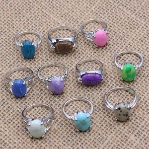 Bagues de cluster Bague en pierre naturelle Styles mixtes Pierres précieuses en acier inoxydable Métal personnalisé Doigt pour filles dames fête de mariage