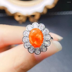 Bagues de cluster Terre non traitée naturelle minée AAA VVS Orange Fire Opal Flower Ring 925 Sterling Silver Femmes Engagement pour cadeau