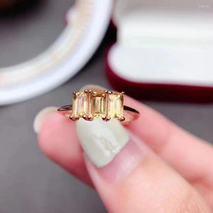 Cluster Ringen Natuurlijke VVS Grade Citrien Ring Eenvoudig 925 Zilveren Sieraden 18K Verguld Kristal Voor Dagelijks Gebruik