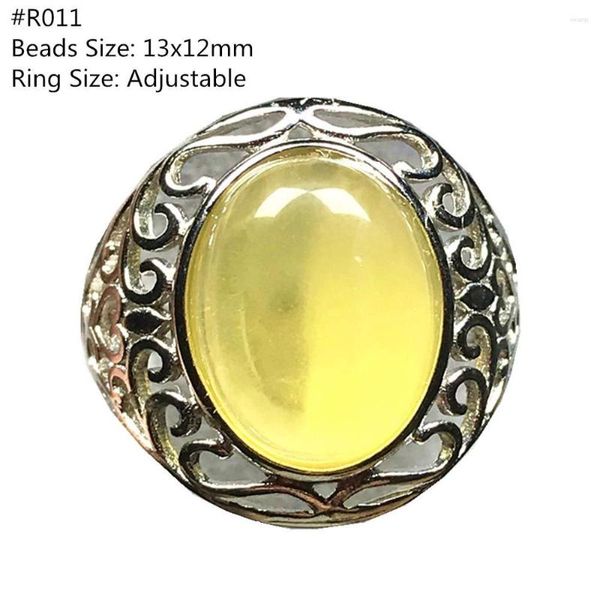 Anillos de racimo, anillo de ámbar amarillo Natural, joyería para mujer, señora, hombre, regalo de amor, cuentas ovaladas de cristal, piedra de plata, piedras preciosas ajustables