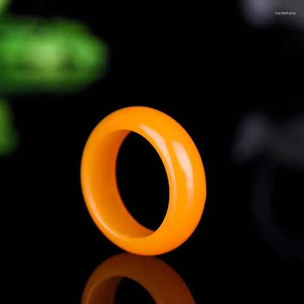 Anillos de racimo Natural Amarillo Jade Anillo de piedra real Jadeíta para hombres Mujeres Nickles Joyería