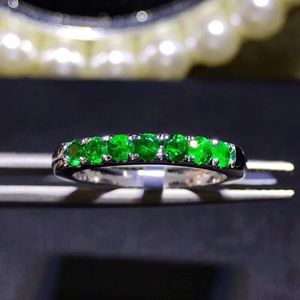 Bagues de grappe Nature vert émeraude 925 bague de marque de pierres précieuses en argent Sterling pour les femmes fête bijoux fins