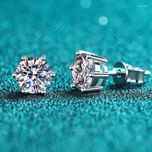 Cluster Ringen NeeTim Moissanite Oorbellen Schroef Stud Sterling Zilver D VVS1 Lab Diamant Met GRA Klassieke 6 Ronde Oorstekers Voor Vrouwen