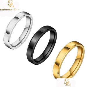 Bagues de cluster Nouvelle arrivée 4mm Gold Sier Black Tungstène Anneaux en acier inoxydable pour femmes hommes simples brillant fiançailles mode Dhgarden Dhhxb