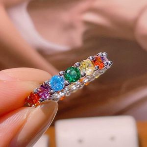 Clusterringen Nieuwe Luxuyr Multicolor Statement Rings For Women Cubic zirkoon vingerringen kralen charme ring Boheemse strandjuwelen cadeau G2062 G230228