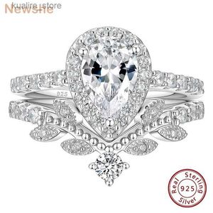 Anneaux de cluster newshe 2.7ct Pière Coup 925 Silver Silver Fish Style Design Anneaux de fiançailles de mariage pour les femmes Aaaaa Cubic Zircon Fine bijoux L240402