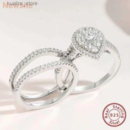 Cluster ringen Newshe 925 Sterling Silver Halo Brilliant Cluster High Grade AAAAA CZ Wedding Engagement Rings Set For Women Bridal Ring Jewelry L240402