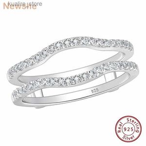 Cluster ringen Newshe 925 Sterling zilver verstelbare bewaker versterker gebogen ring aaaaa kubieke zirkoonstapel wrap voor vrouwen verloving fijne sieraden l240402