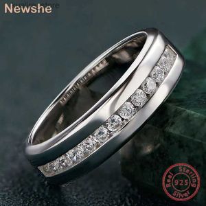 Cluster ringen Newshe echte 925 sterling zilveren trouwringen voor mannen half eeuwigheid aaaaa kubieke zirkon romantische sieraden maat 7-14 l240402