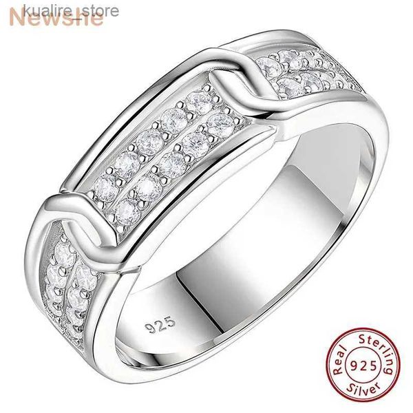 Cluster Anneaux Newshe Novelty 925 Sterling Silver Mens Anneaux de mariage 5a Grade Cubic Zirconia Elegant Engagement Anneau pour les hommes Fine bijoux Cadeau L240402