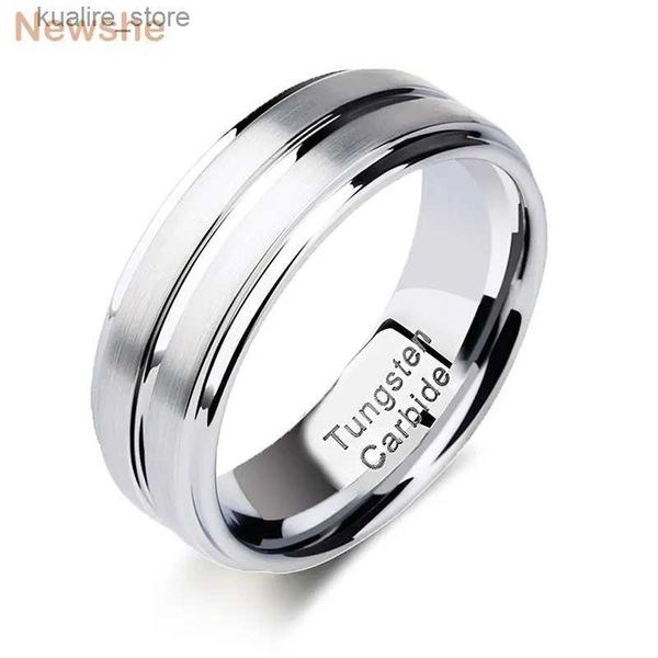 Anillos de clúster Newshe She Tungsten Carbide Rings for Men Groove Ring de 8 mm Boda de bodas Barda Joya Tamaño de regalo 8-13 TRX061 L240402