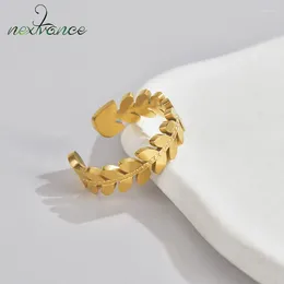 Bagues de cluster Nextvance Fashion Bague Gold Couleur Feuilles en acier inoxydable Doigt réglable à moitié ouvert pour les femmes Daily Wear Cadeaux de fête