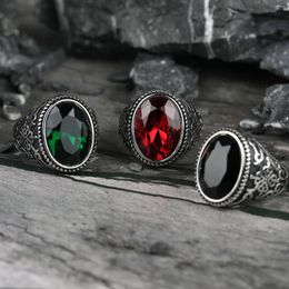 Cluster Ringen Mooie Zware Mode Rode Steen Kristal Zwarte Vinger Voor Mannen Vrouwen Gothic Punk Bruiloft Sieraden Factory Outlet Groothandel